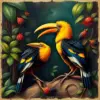 Vintage Golden Hornbills paint by numbers