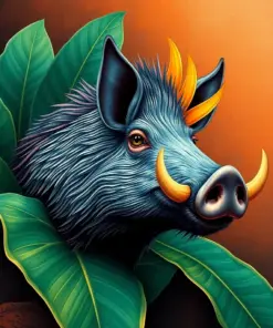Vintage Heliconia Wild Boar Paint by Numbers