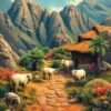 Vintage Island Sheep Oasis paint by numbers