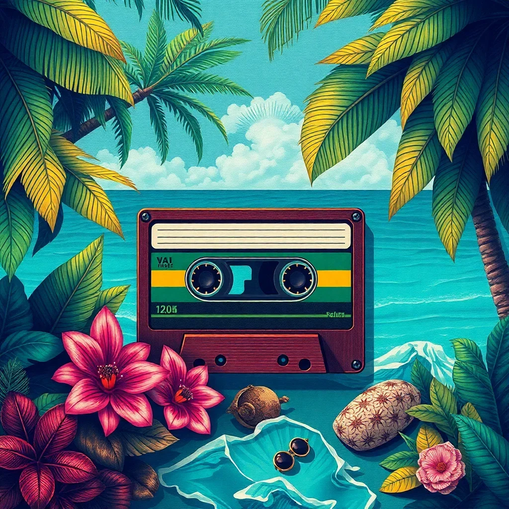 Vintage Mixtape Tropical Escape Paint By Numbers Kit completed