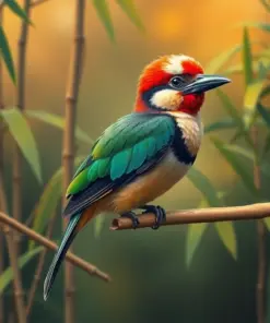 Vintage Motmot On Bamboo paint by numbers