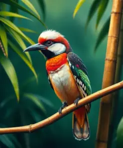 Vintage Motmot On Bamboo paint by numbers