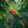 Vintage Papaya Branch Macaw Paint By Numbers