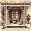 Vintage Rattan Porch Drawing Paint By Numbers