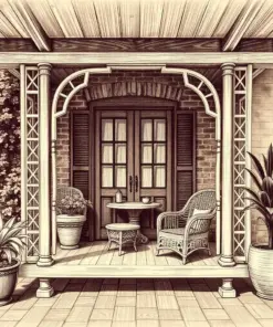 Vintage Rattan Porch Drawing Paint By Numbers