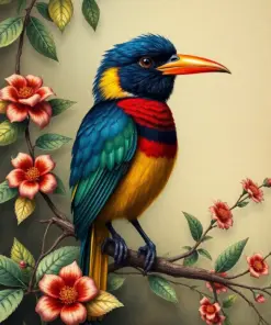 Vintage Trogon Botanical paint by numbers