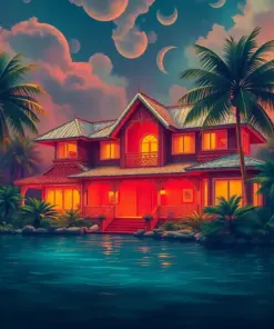 Vintage Tropical Ghost Estate Paint By Numbers