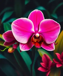 Vintage Tropical Orchid Noir Paint By Numbers