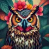 Vintage Tropical Owl Gaze Paint By Numbers