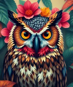 Vintage Tropical Owl Gaze Paint By Numbers