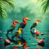 Wading Realistic Tropical Birds Paint By Numbers