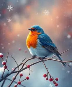 Winter Birds paint by numbers