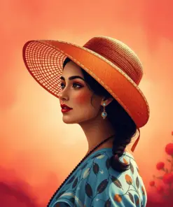 Woman With Red Sunhat Illustrations Paint By Numbers